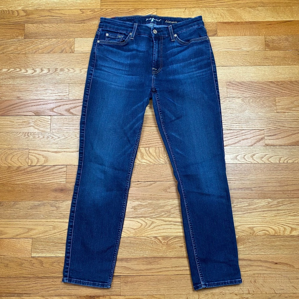 7‎ For All Mankind Kimmie Crop Jeans Womens 29 Dark Wash Stretch Denim Designer
